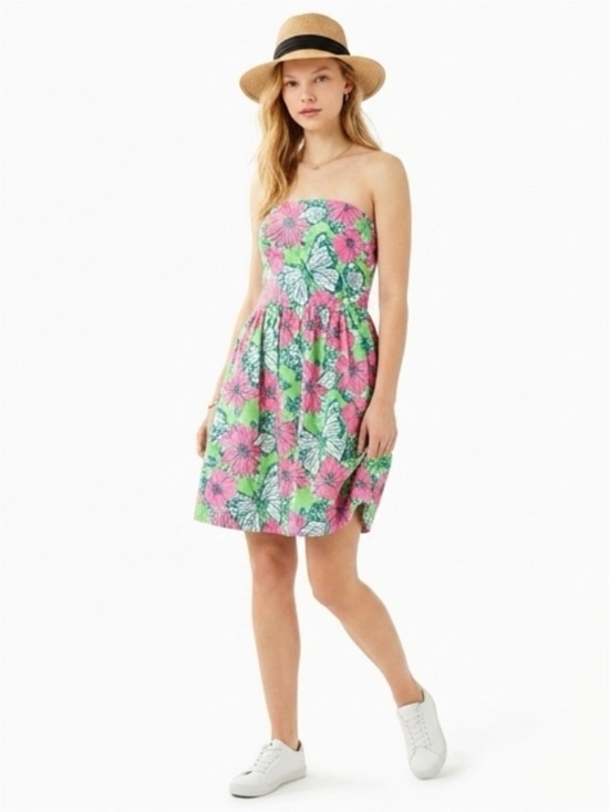 Lilly Pulitzer Dresses & Skirts - Lottie Strapless Dress in Green Bloomin Cacoonin Floral Butterfly Print
